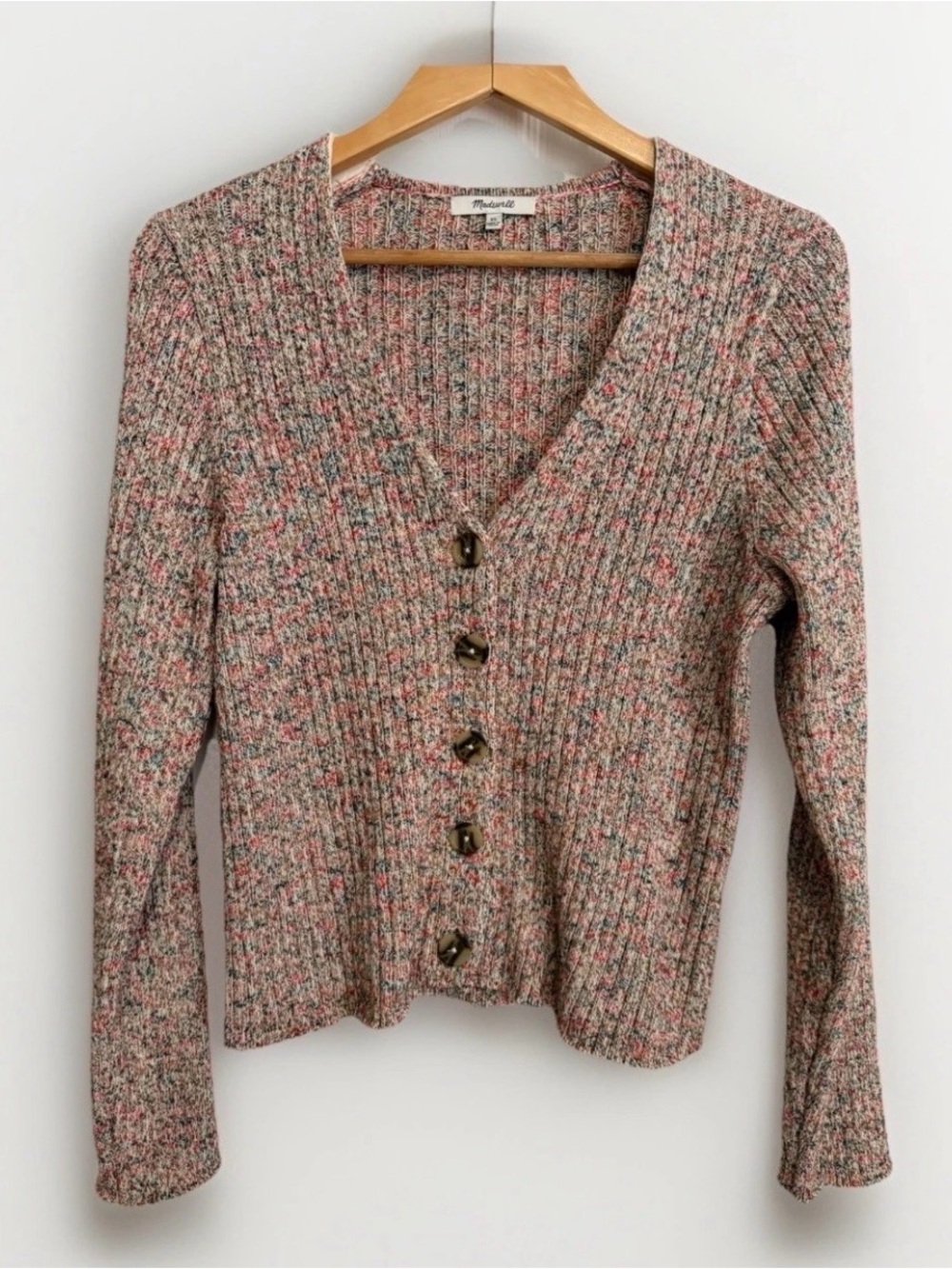 Madewell Sweater Womens XL Marled Knit Shrunken Ribbed Cropped Cardigan